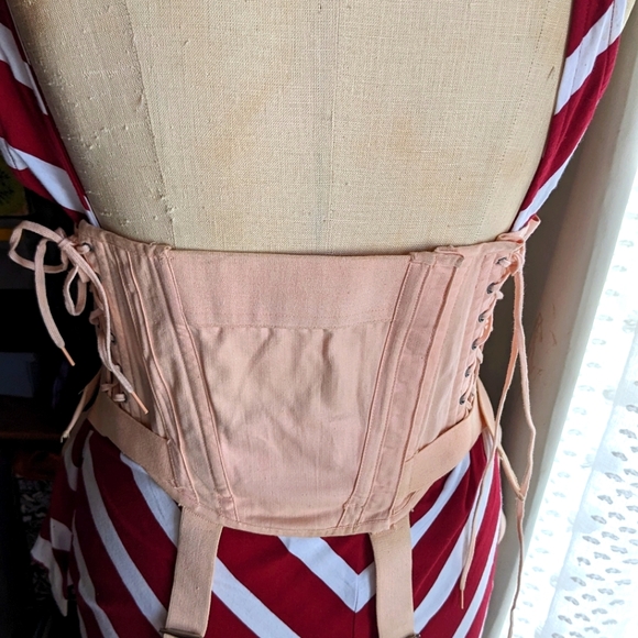 Camp Medical Corset Garter Belt Vintage Pink Cotton - Picture 4 of 6